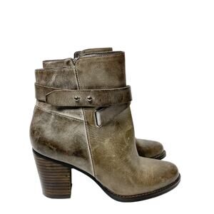 Arturo Chang Sanya Gray Leather Ankle Booties Women Size 6